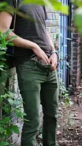 My favorite activity sniffing your big bushy cock behind the bushes