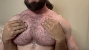 Up close chest play washing hands over the hair playing with the nips