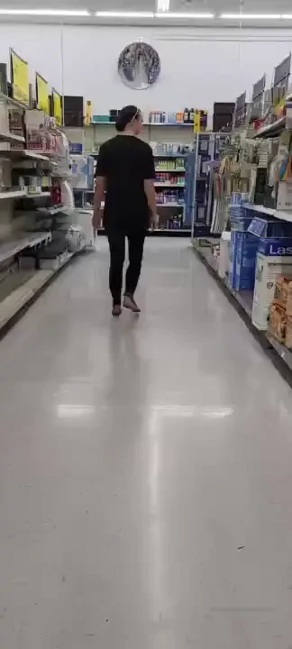 Barefoot shopping in walmart lifestyle snapshots and short video clip 