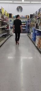 Barefoot shopping in walmart lifestyle snapshots and short video clip