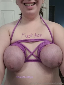 Bound my own tits tonight and then someone came over and fucked my