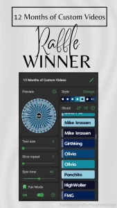 The winner of the 12 months of custom videos package is