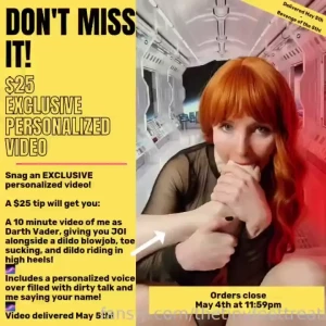 A 25 tip on this post will get you a 10 minute video of me as darth