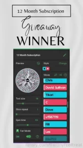 And the winner of the 12 month subscription is