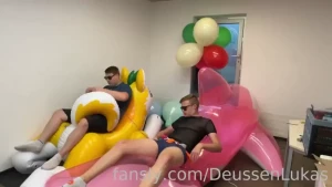 Popping loons on our big new inflas looner inflatable part 1