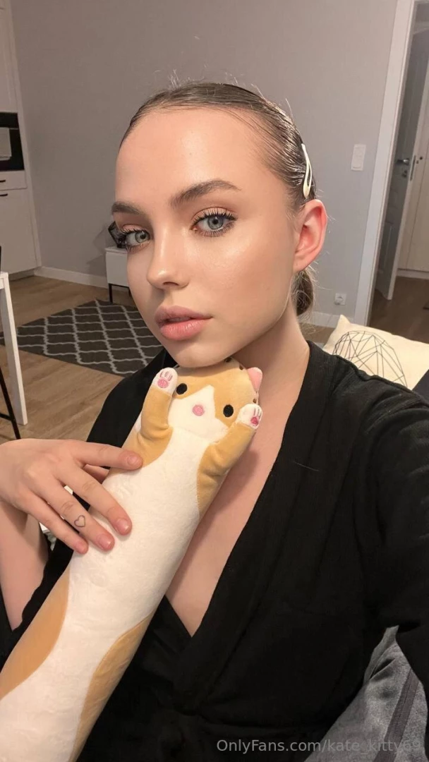 Hey friends m33t my stuffed friend he s a cat and his name is baton i 