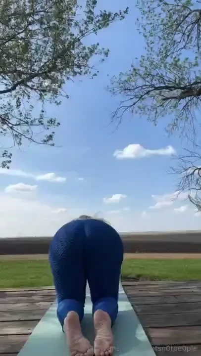 Solo yoga on the back deck 