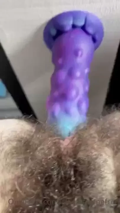 I suctioned my large bumpy dildo to the wall and used my rocking chair 