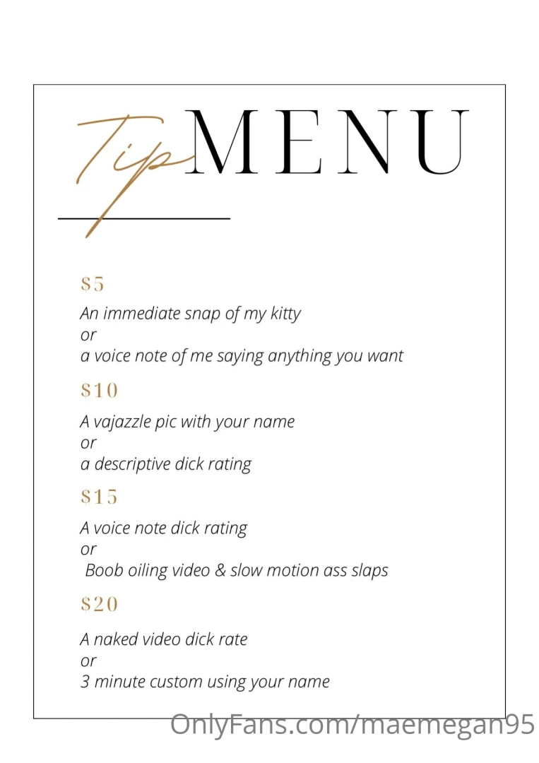 Hello my lovely subscribers i decided to bring back my tip menu if you 