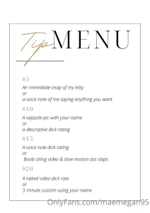 Hello my lovely subscribers i decided to bring back my tip menu if you