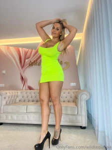 Yellow dress and black heels