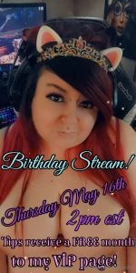 My birthday stream will be in 2 days come by for topless gaming wheel