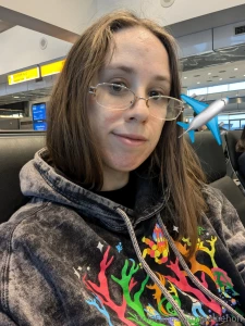 At the airport going to go see family