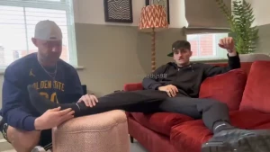 Daddy s thick cock being stroked while his feet get worshipped