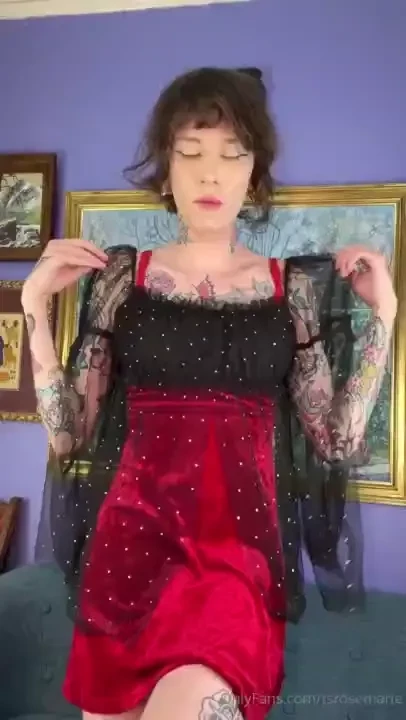 Edging my cock until it shoots multiple thick loads in a red dress 