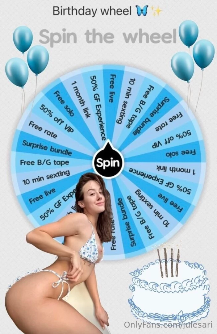 It s my birthday 10 for 1 spin 15 for 2 spins 22 for 3 spins if you 