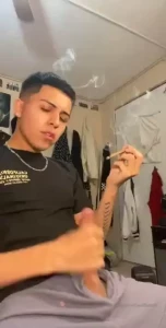 Watch me smoke this blunt while i stroke this dick