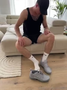 Sniffing my new shoes after a walk from 1h