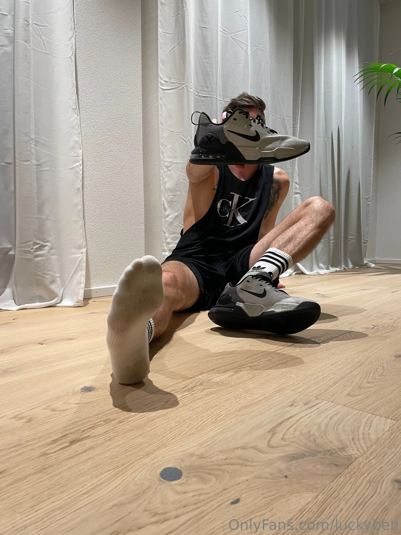 The dirty one my nike sneakers and socks wearing 4 days 