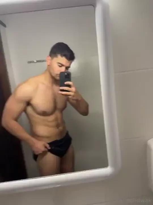 Posing in the unisex bathroom of my gym that doesn t have a latch i 