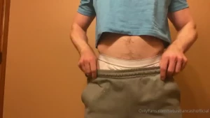 Teasing you with my physique and uncut bulge then blasting you in the