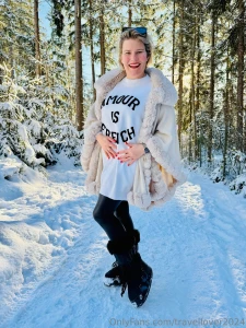 Christmas walk in snow and sun perfect kisses