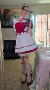 Thank you lewis for this red sissy maid uniform and matching pantyhose