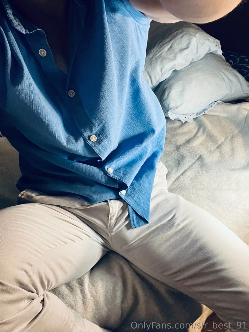 Blue sexy shirt white sexy pants 