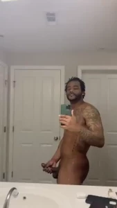 Spitting on my dick in the mirror