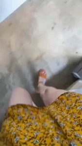 Good afternoon dark yellow orange dress and shoes today orange you