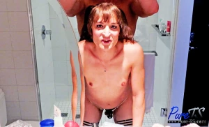 All natural trans cutie sophiacalypso shows off her caged cock while