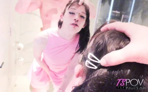 Skinny and petite trans starlet gothic-bimbo once again gets some good