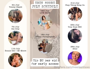 My july schedule if any of the videos take your particular fancy you