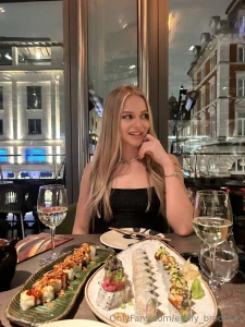 A flirtatious smile or genuine joy