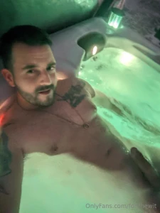 Stripped for the hot tub