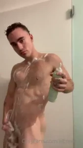 Relaxing shower with my little guy