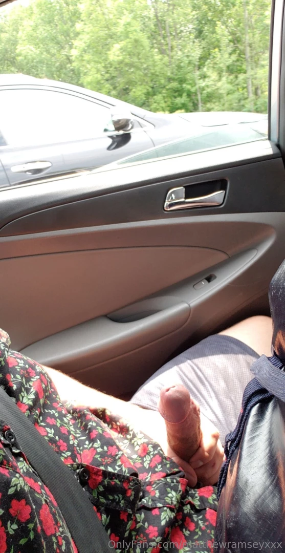 Showing off my cock to all the guys driving past 