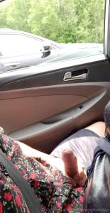 Showing off my cock to all the guys driving past