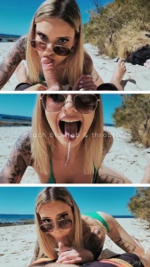 Who doesn t love a cheeky beach blowjob