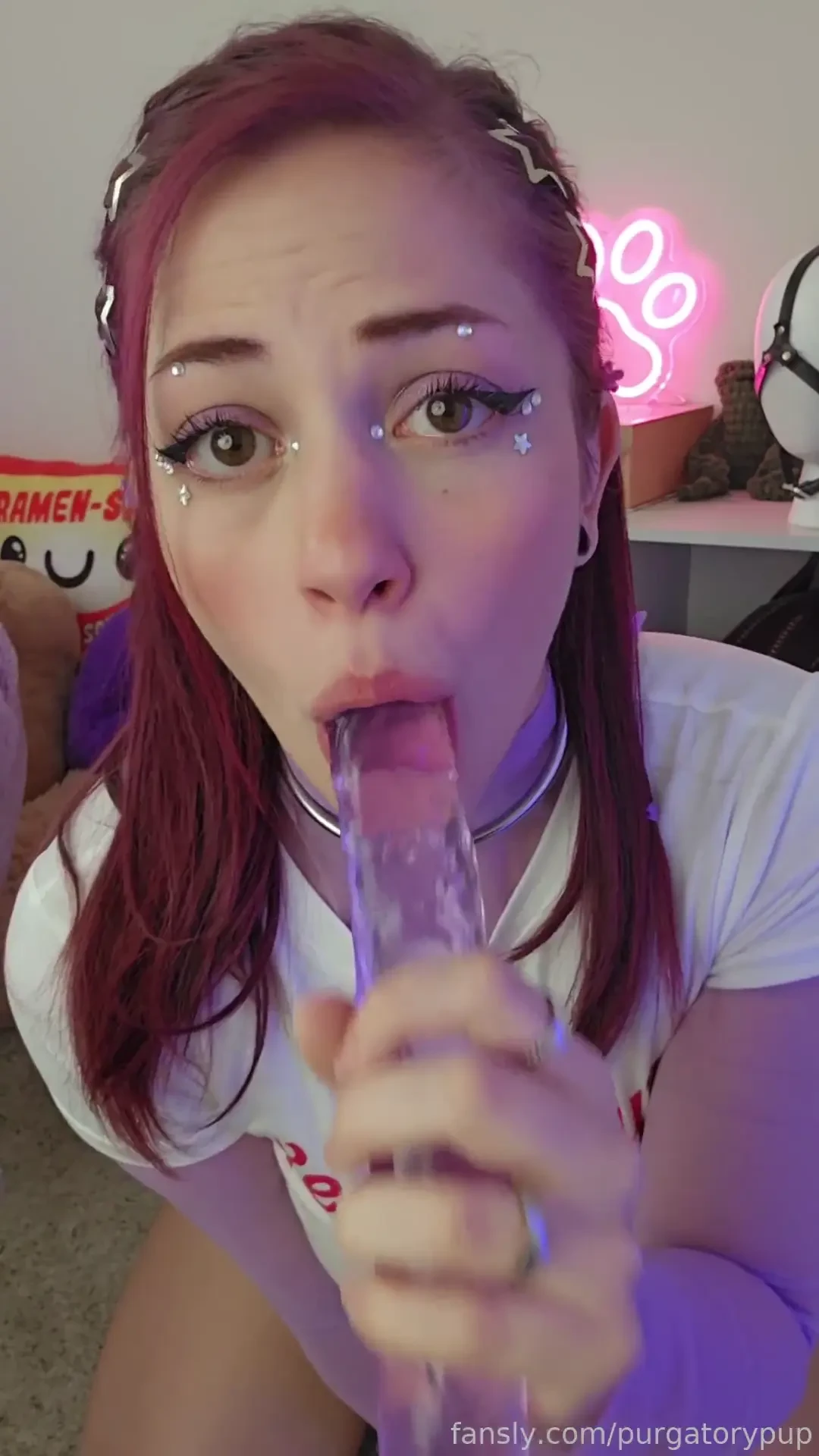 Sucking on big long toys like they re a lollipop is this lil slut s 