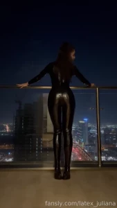 Waiting for you on my balcony where are you catsuite latex pvc fetish