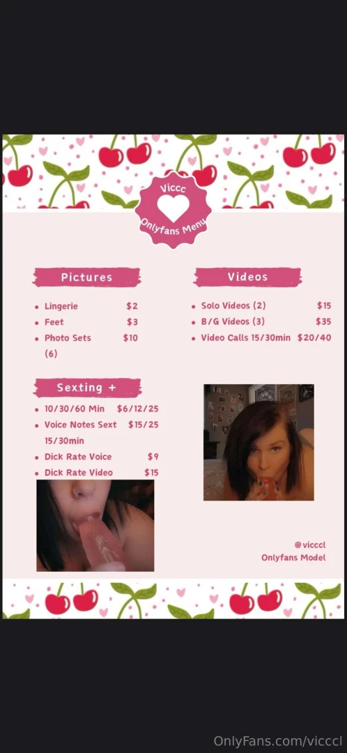 Here is a menu of everything i offer feel free to message me with any 