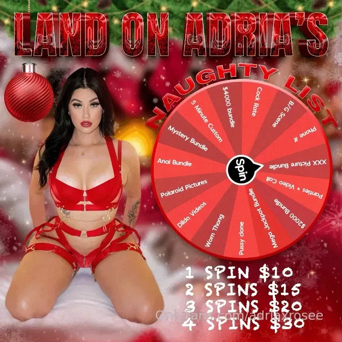 Land on my naughty list this year 1 spin 10 2 spins 15 3 spins 20 4 
