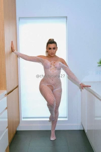 Crotchless white lingerie in the kitchen 18 photo video set