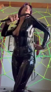 Cat woman off the clock likes to play with her whips and simps