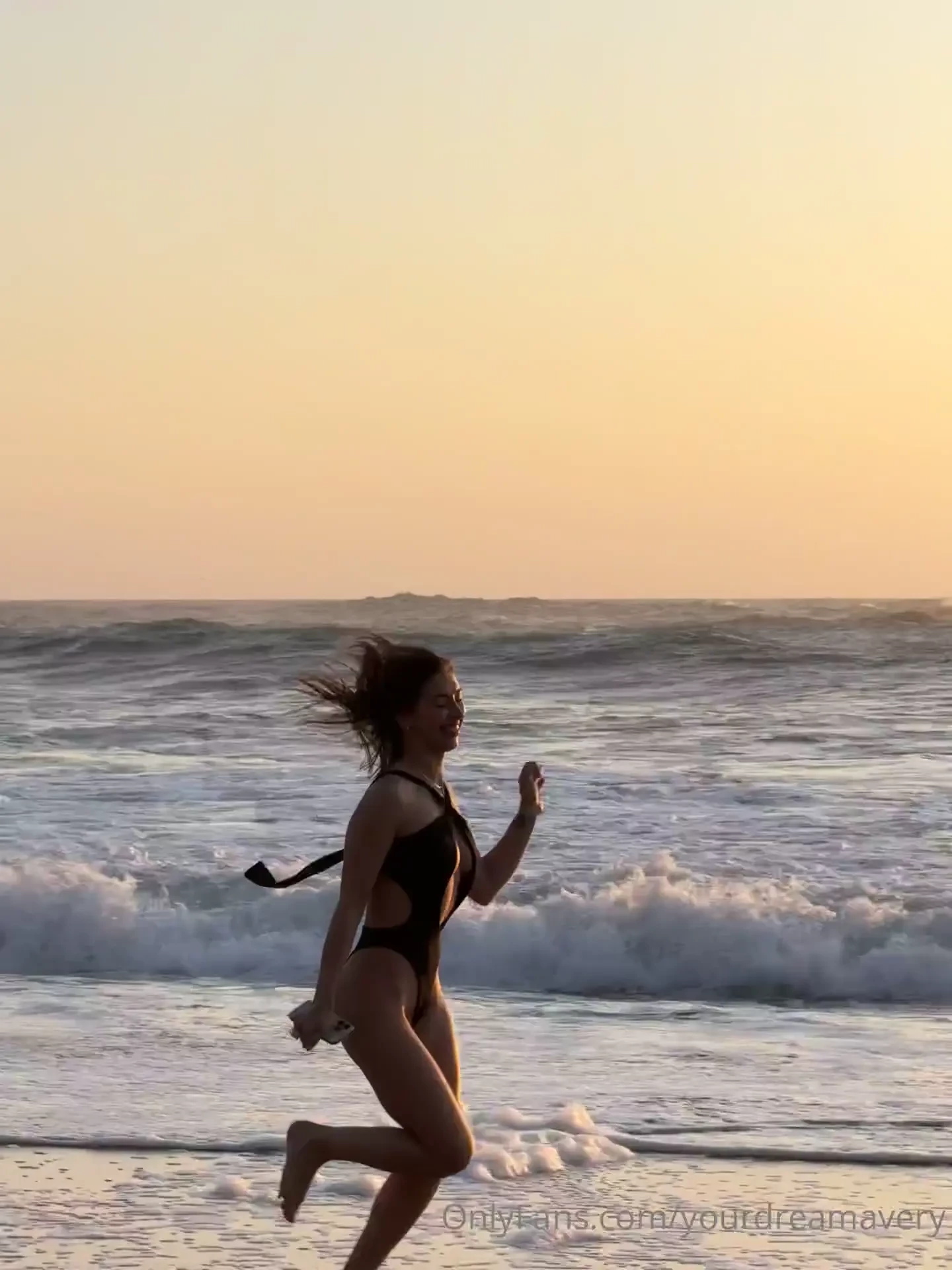 Trying to run away from the waves 