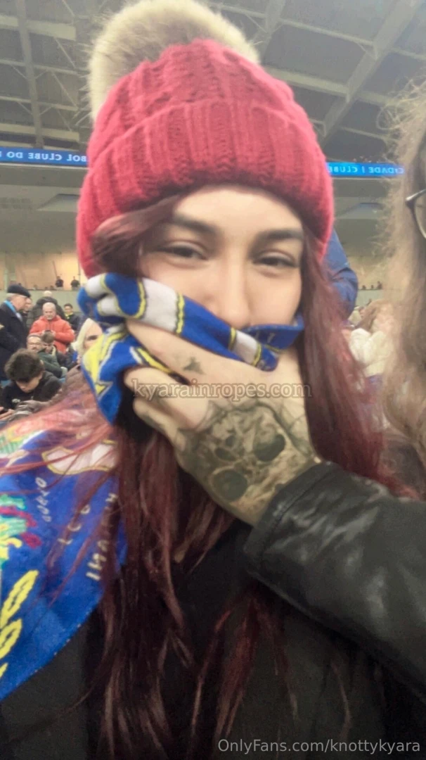 Scarf and handgagged in a football match 