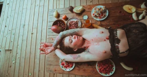 Oops i made a juicy mess with these red fruits who s ready to help me