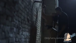 Fucked and dominated against a wall gagging hairy pussy facial cumshot