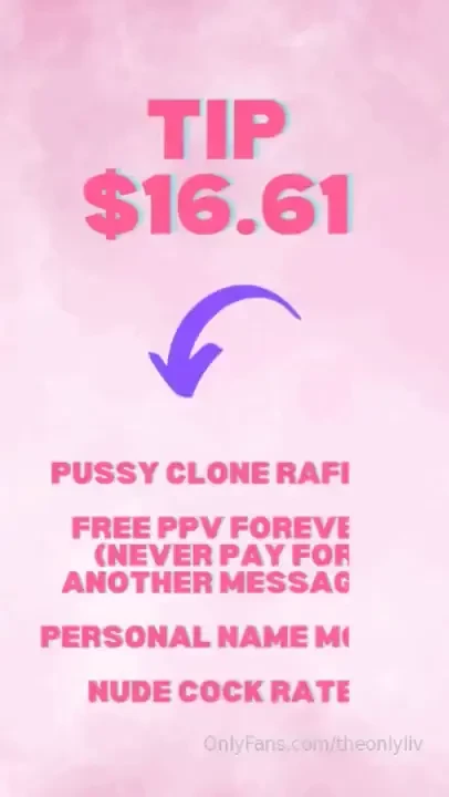 Tip 16 61 to receive the following pussy clone raffle worth 150 free 